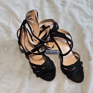 XOXO Black Strappy Heels